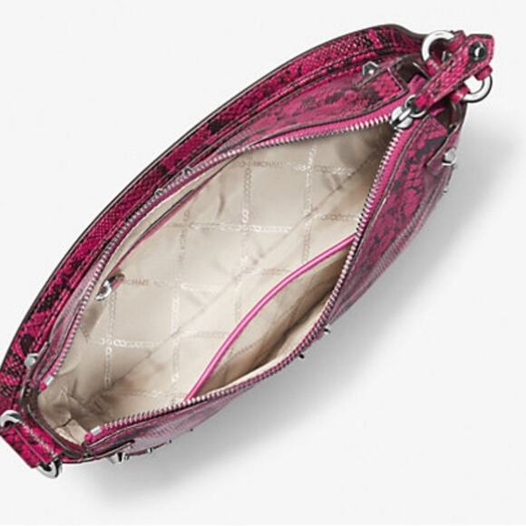 Michael Kors Astor Large Studded Snake Embossed Leather Shoulder Bag - Picture 4 of 6